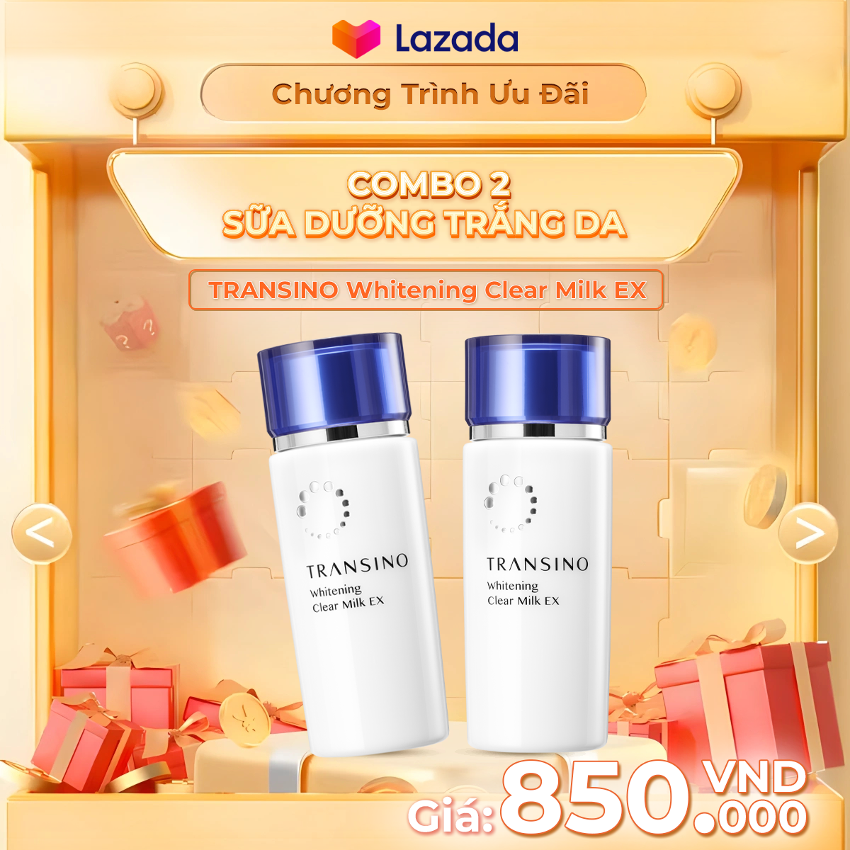 Combo 2 Sữa Dưỡng Dưỡng Trắng Da TRANSINO