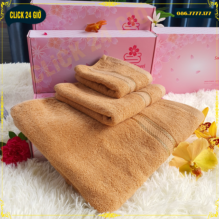 [HÀNG HOT] HỘP 3 KHĂN NHẬT SAKURA CAO CẤP - 5 MÀU LỰA CHỌN