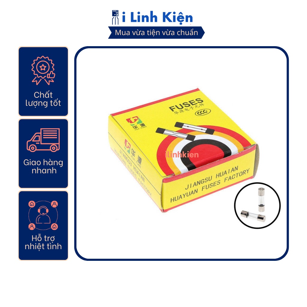 Cầu chì ống thủy tinh 1a/2a/3a/4a/5a/6a/7a/8a/10a/12a/15a/20a/25a/30a 5x20mm túi 10 con