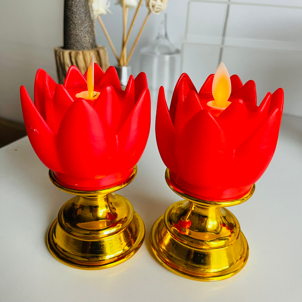Đèn LED nến dùng pin kiểu hoa sen Phật Giáo trang nhã