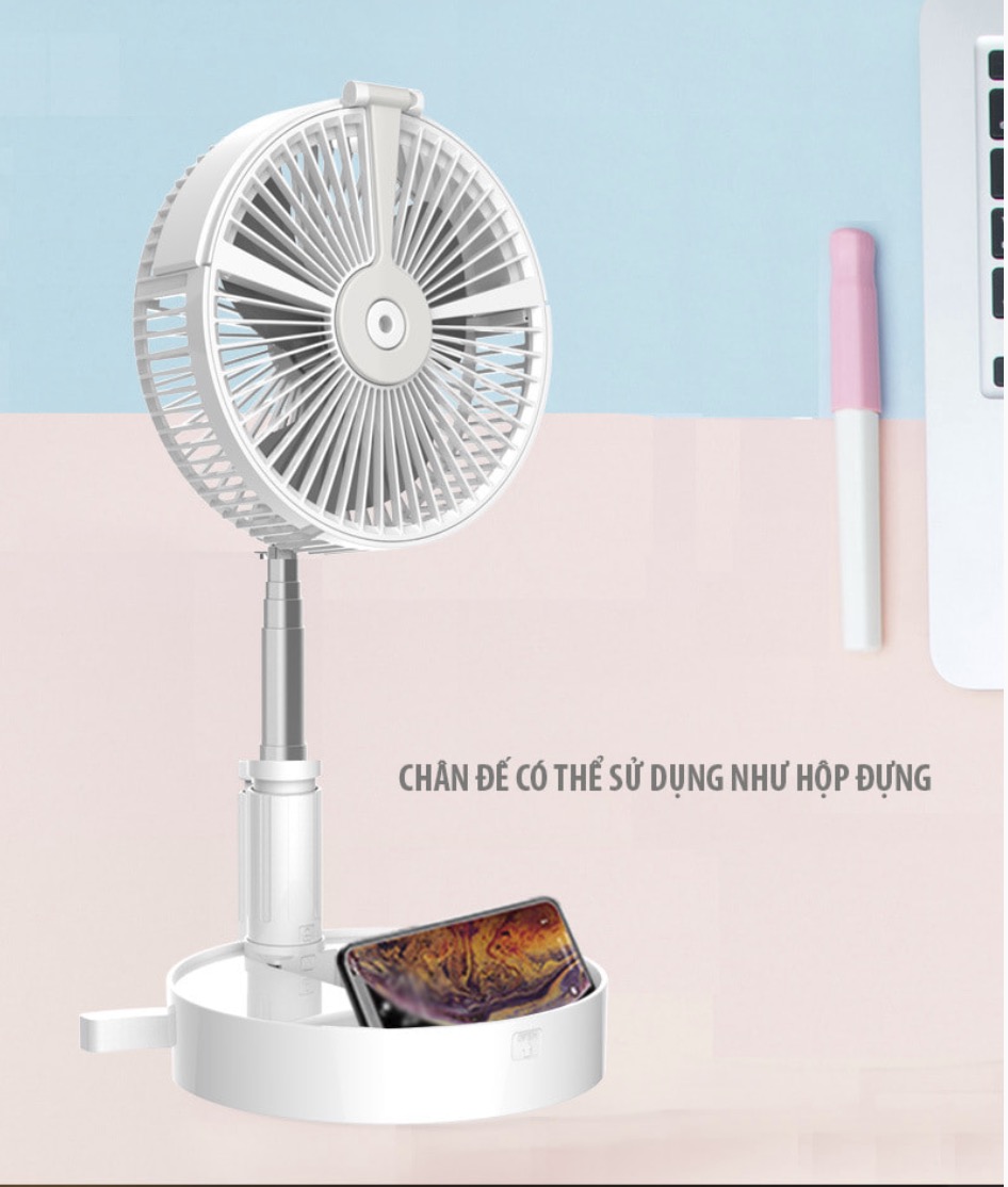 It smart quạt để bàn tích điện công suất lớn - phun sương gấp gọn đa năng