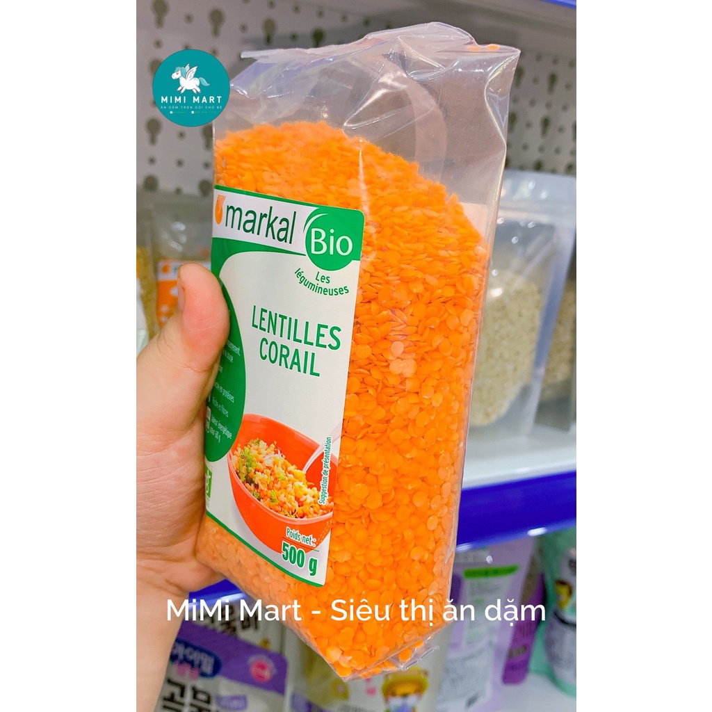 Đậu lăng đỏ cam san hô hữu cơ Markal 500g