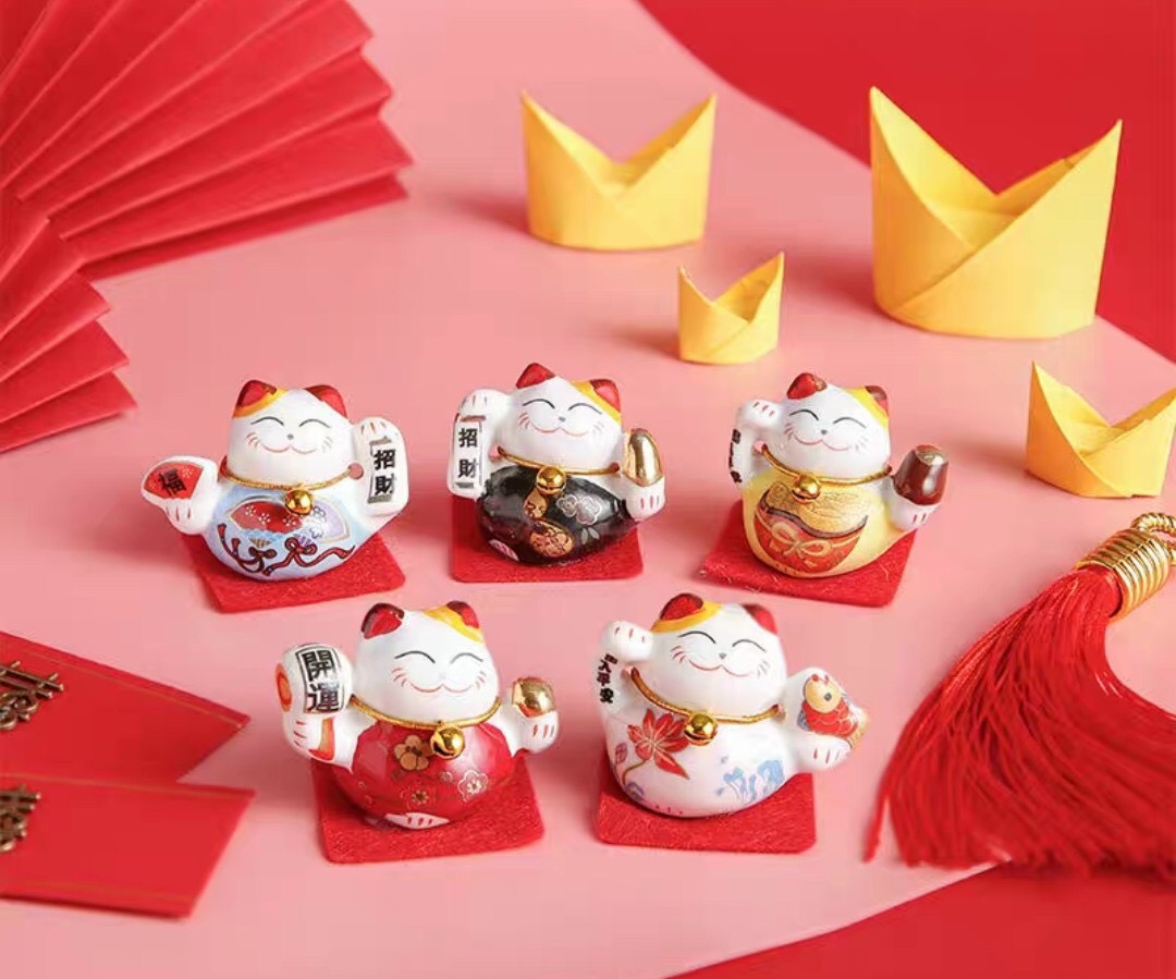 bộ 5 chú mèo thần tài mini