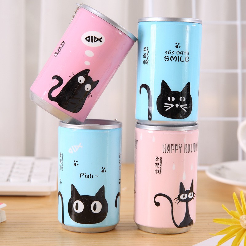 Khăn giấy ướt, bông tẩy trang dạng lon cute