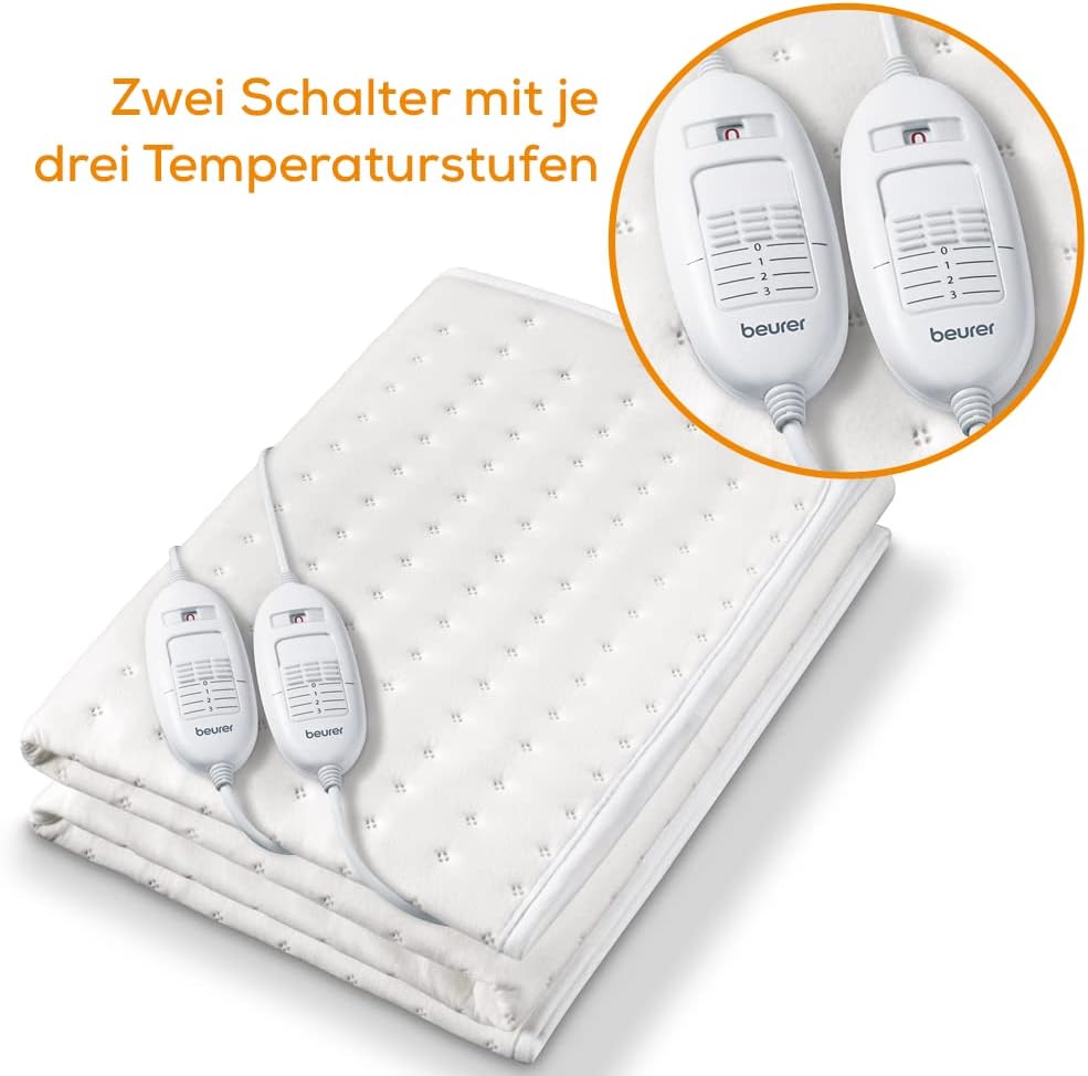 Đệm Sưởi Điện Beurer UB68XXL / TS26, Nệm Sưởi Đơn/Đôi, Thiết Bị Sưởi Ấm, Có Điều Khiển, 3 Mức Nhiệt, Chất Liệu Cotton, Giặt Được, Tiêu Chuẩn EU, An Toàn, Làm Ấm Nhanh, Nhập Đức, BH 24 Tháng