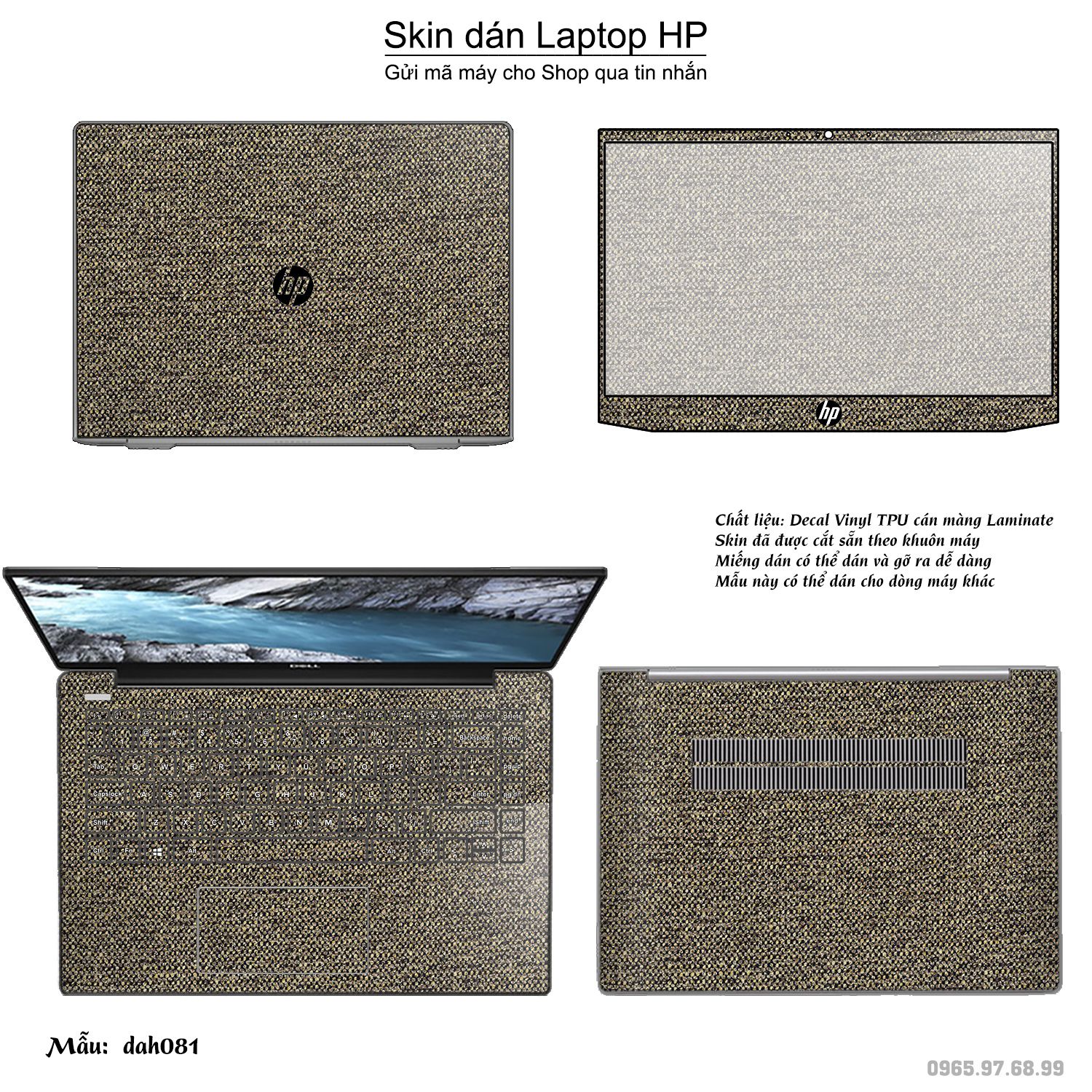 Decal Skin dán Laptop HP mẫu vân vải (inbox mã máy cho shop)