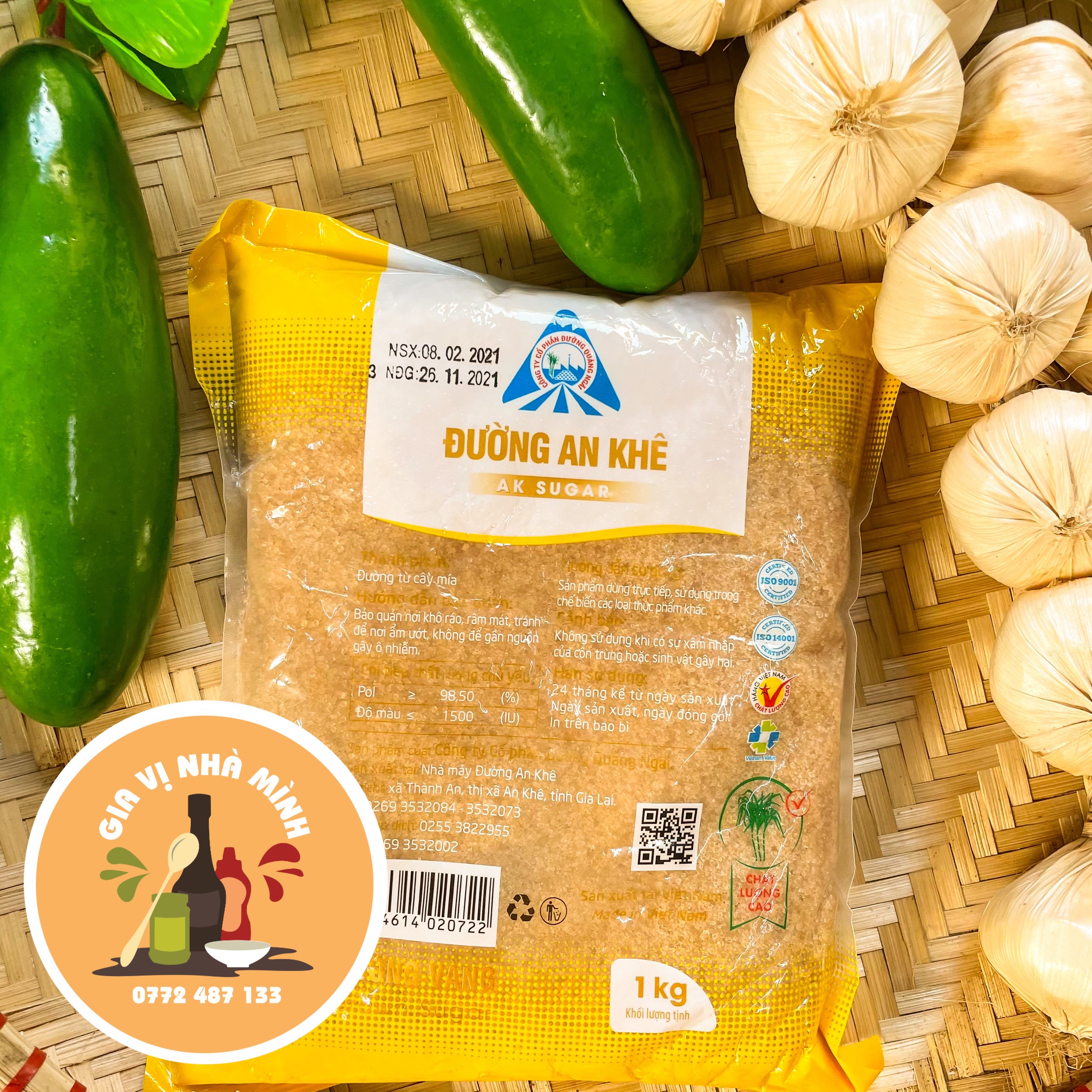 ĐƯỜNG CÁT VÀNG AN KHÊ (KHÔNG TẨY) LOẠI 1KG