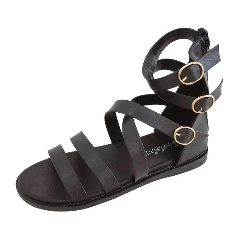 Giày Sandal Chiến Binh Đế Bệt Quai Da Mềm