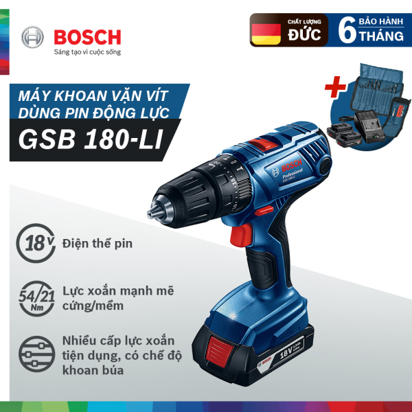 Máy khoan vặn vít dùng pin Bosch GSR 180-Li