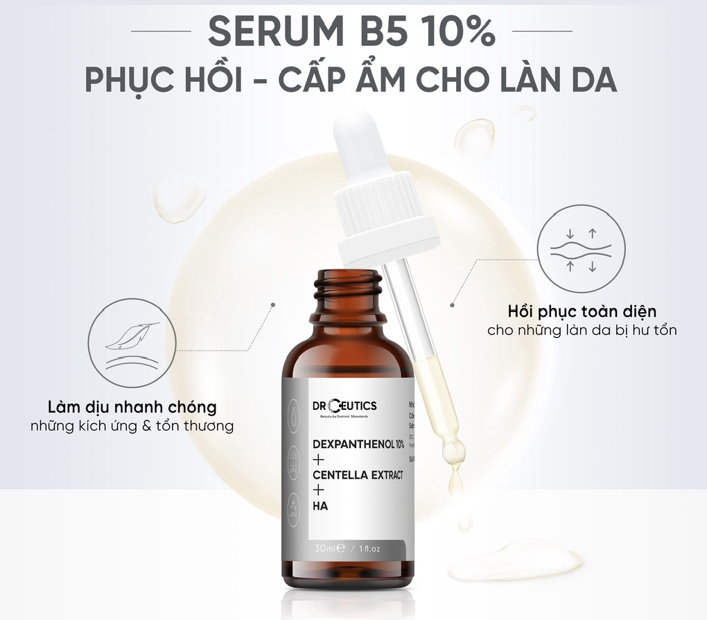 Serum B5 DrCeutics Cấp Ẩm Và Phục Hồi Da Dexpanthenol 10% + Centella Extract + HA
