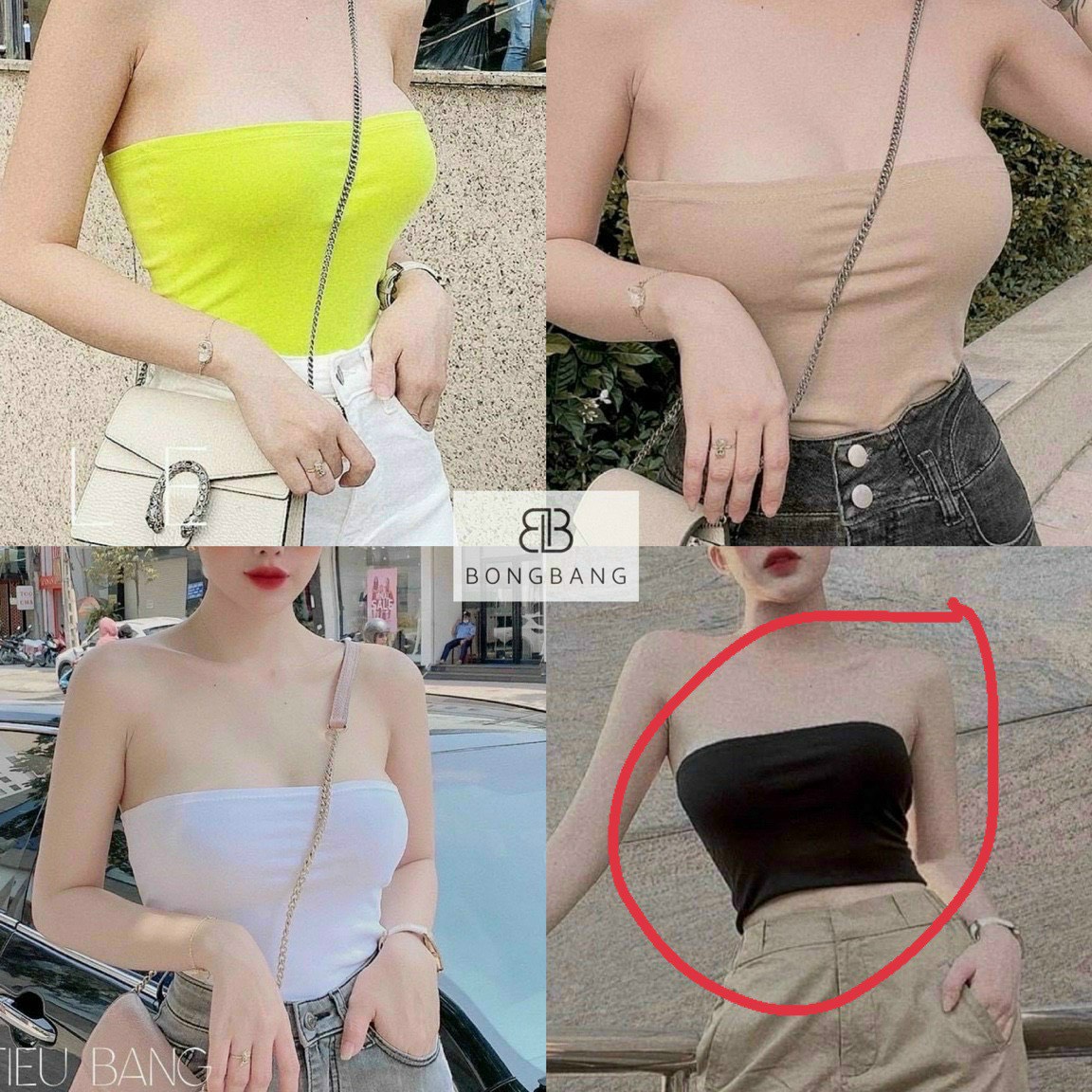 Áo ống trơn không viền cực xinh , chất thun bozip mềm mịn