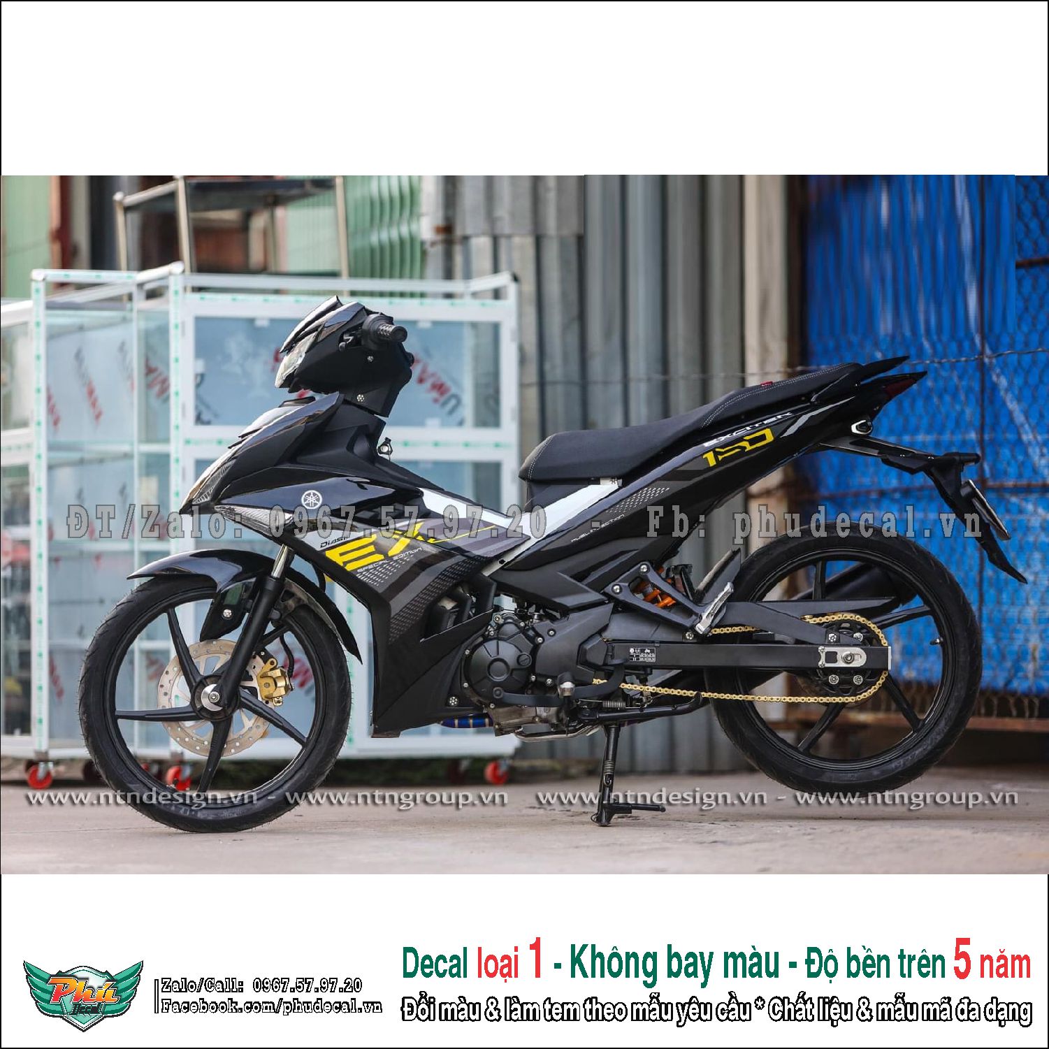 Tem rời exciter 150 đen vàng y15zr