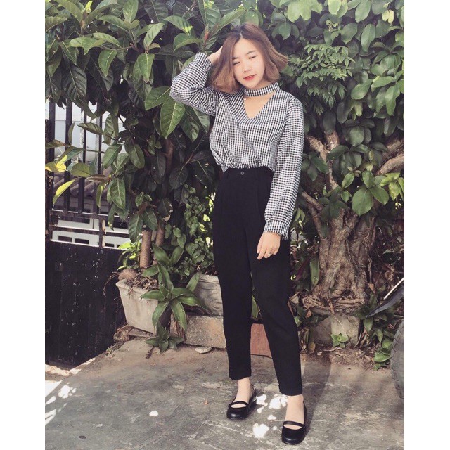Quần Baggy nữ công sở cạp cao