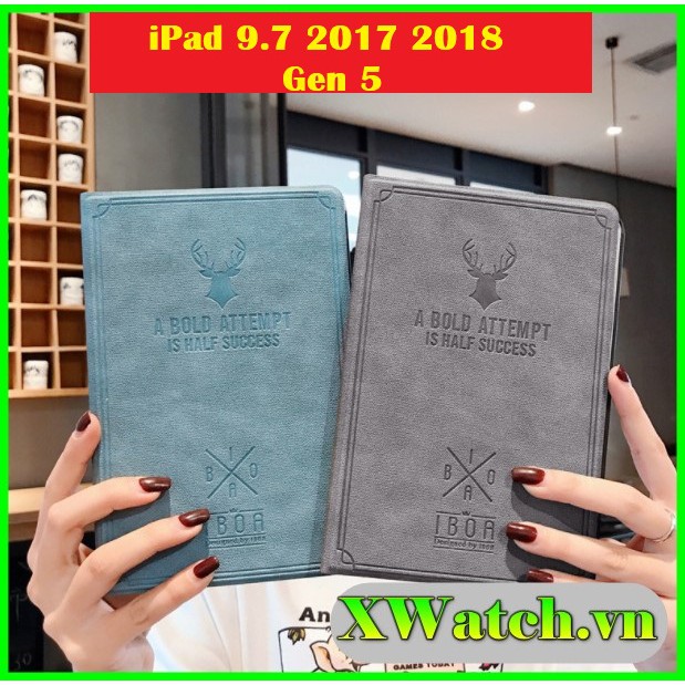Bao da máy tính bảng iPad, Ốp iPad new 9.7 2017 2018 Gen 5 họa tiết hươu nai cao cấp