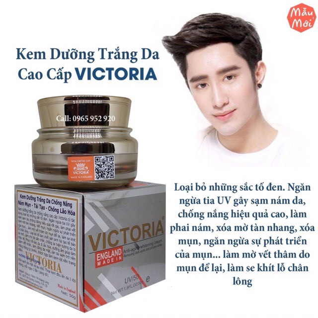Kem Dưỡng Trắng Da Cao Cấp VICTORIA 50g Mẫu Mới