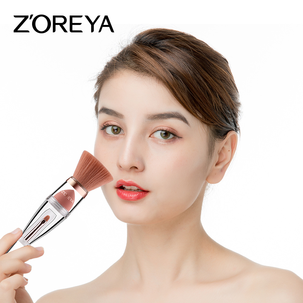 Soft 3 in 1 multifunctional travel makeup brush angled sponge makeup brush eyebrow eye shadow brush cosmetic