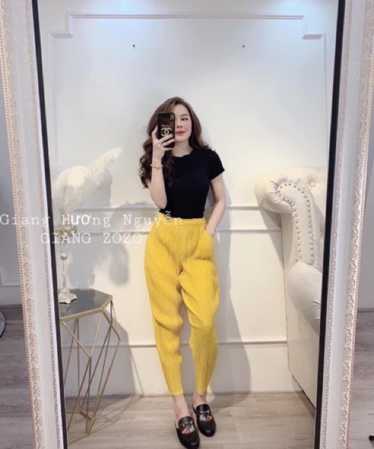 Quần bom lụa xếp ly quảng châu