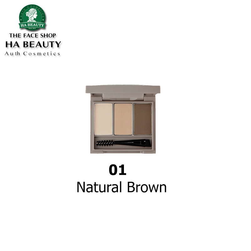 Bột kẻ mày 3 màu Thuần Chay bền màu Lâu trôi The Face Shop fmgt Ink Brow Powder Kit 3.5g