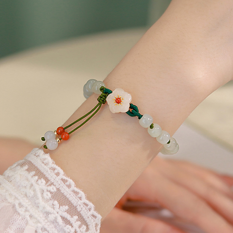 Ngọc trai vòng đeo tay hoa đào nhỏ dệt hốc tường nữ thiết kế sinh viên bạn gái quà tặng YVETTERY