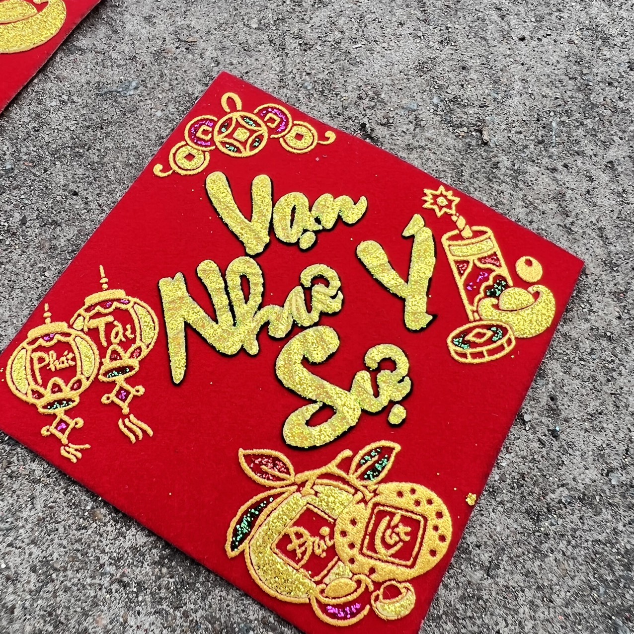 Decal Mặt Nhung Dán Dưa Bưởi Ngày Tết