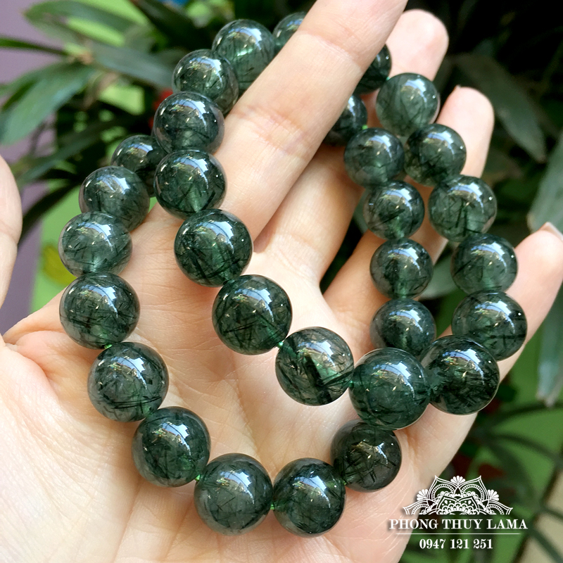 VÒNG TAY THẠCH ANH TÓC XANH VIP 12MM