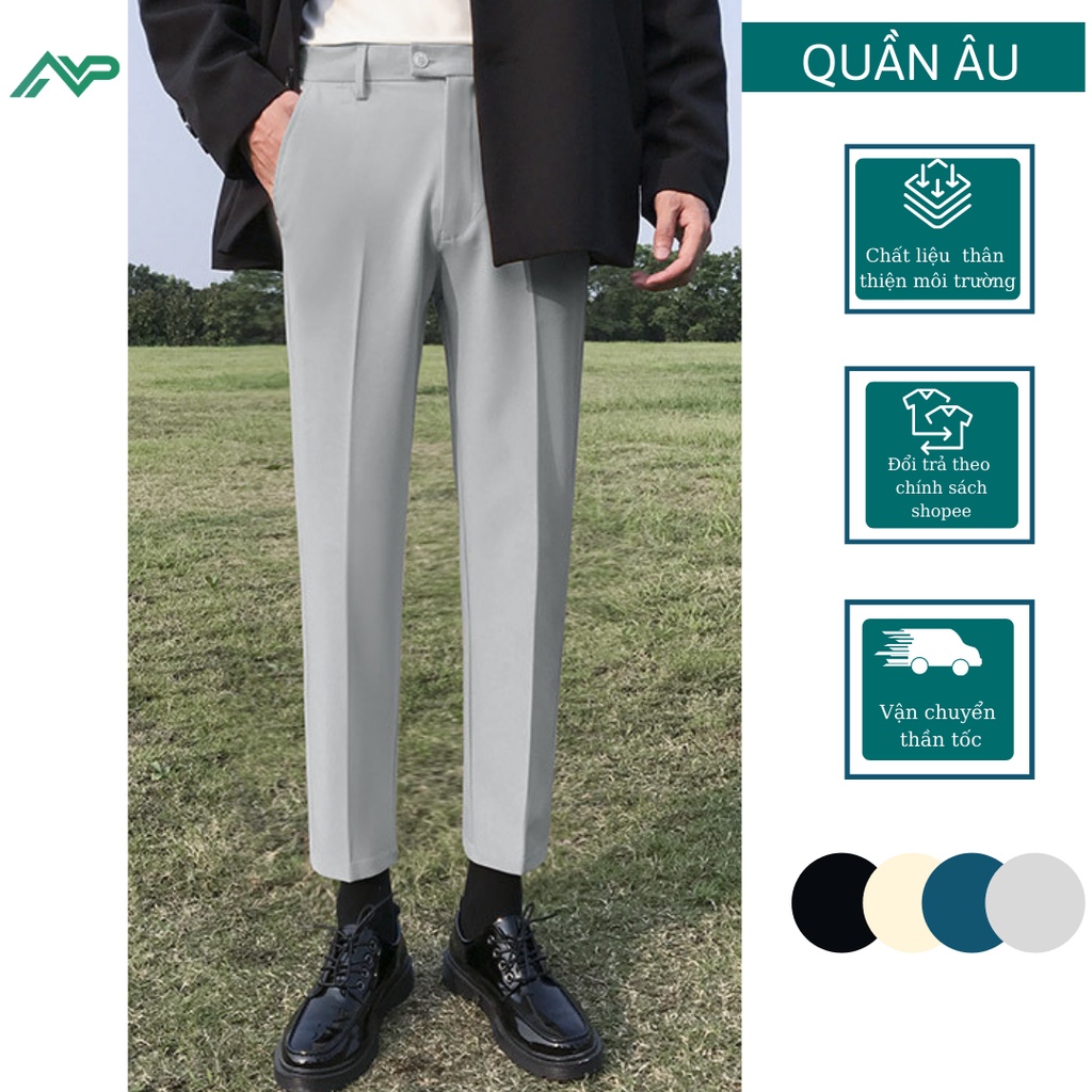 Quần âu Nam - Quần Tây Nam Công Sở Đen Cá Tính Dáng Ôm Chuẩn Vải Mỏng Nhẹ Không Nhăn Không Xù NPV