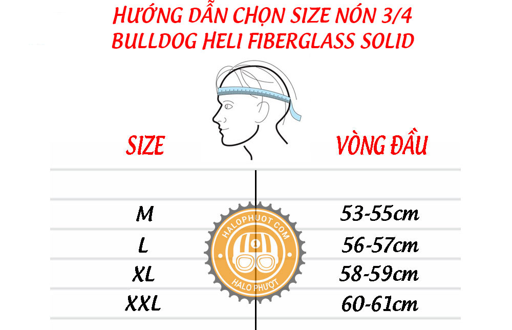 Mũ bảo hiểm Bulldog Heli Fiberglass sợi thủy tinh