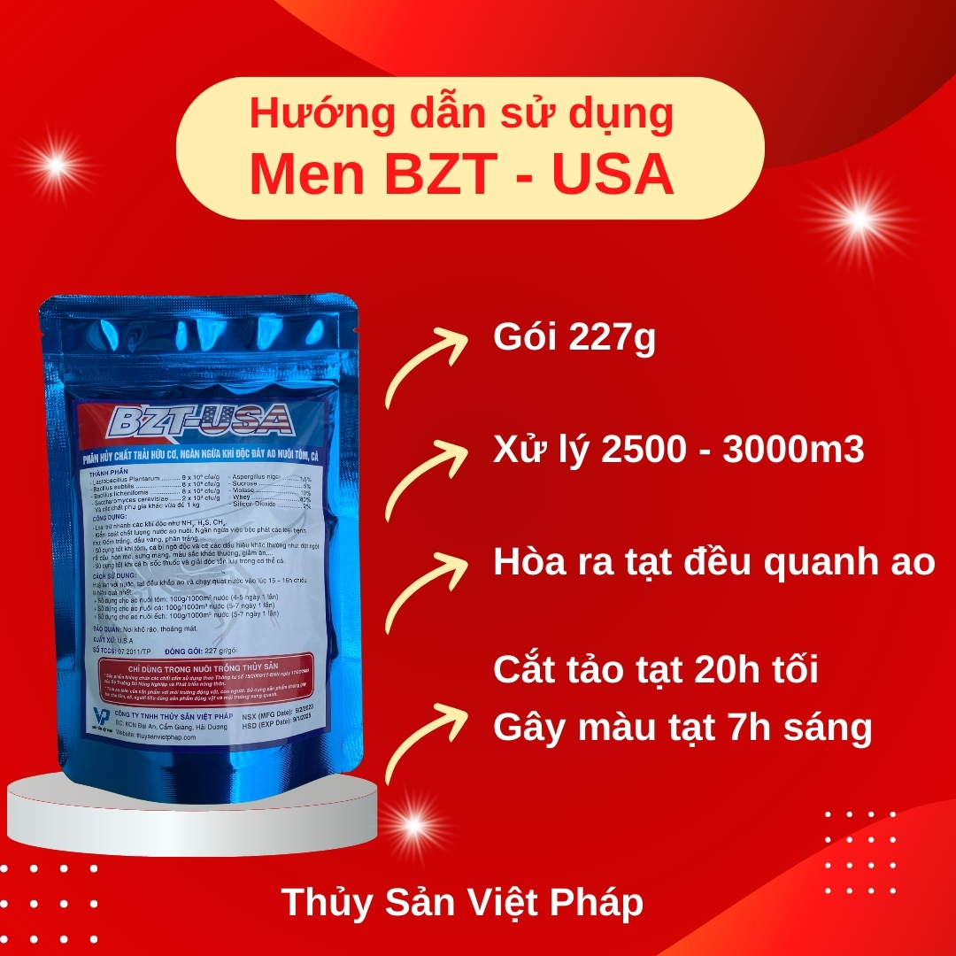 MEN VI SINH BZT USA CHO TÔM THẺ