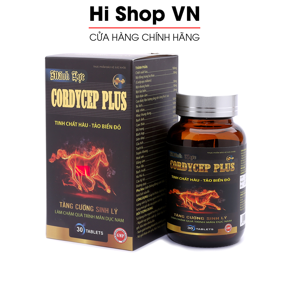 Tinh Chất Hàu Biển - Tảo Biển Đỏ Cordycep Plus bổ thận, tráng dương, tăng cường sinh lý nam - Hộp 30 viên