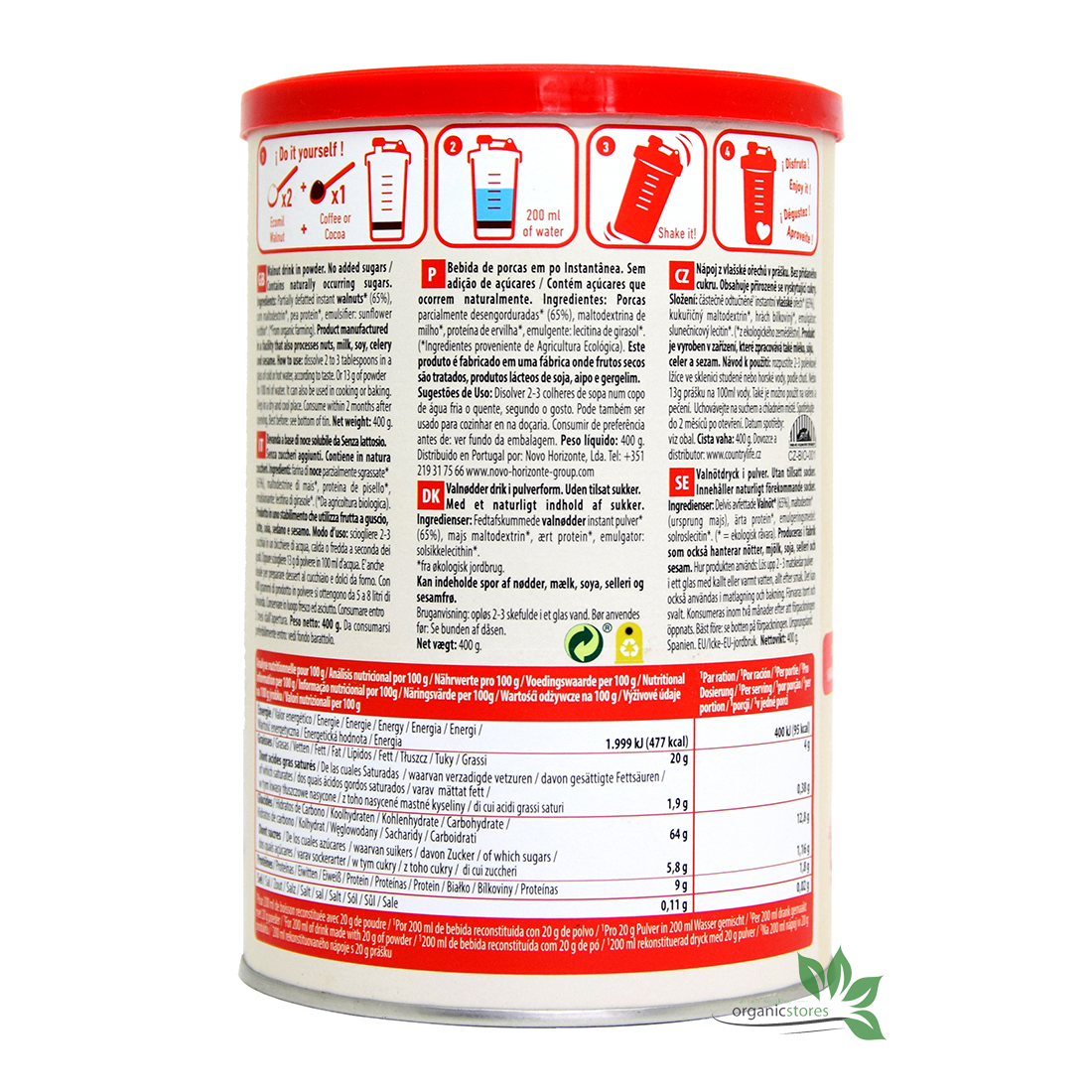 Bột óc chó không đường 400g – Ecomil