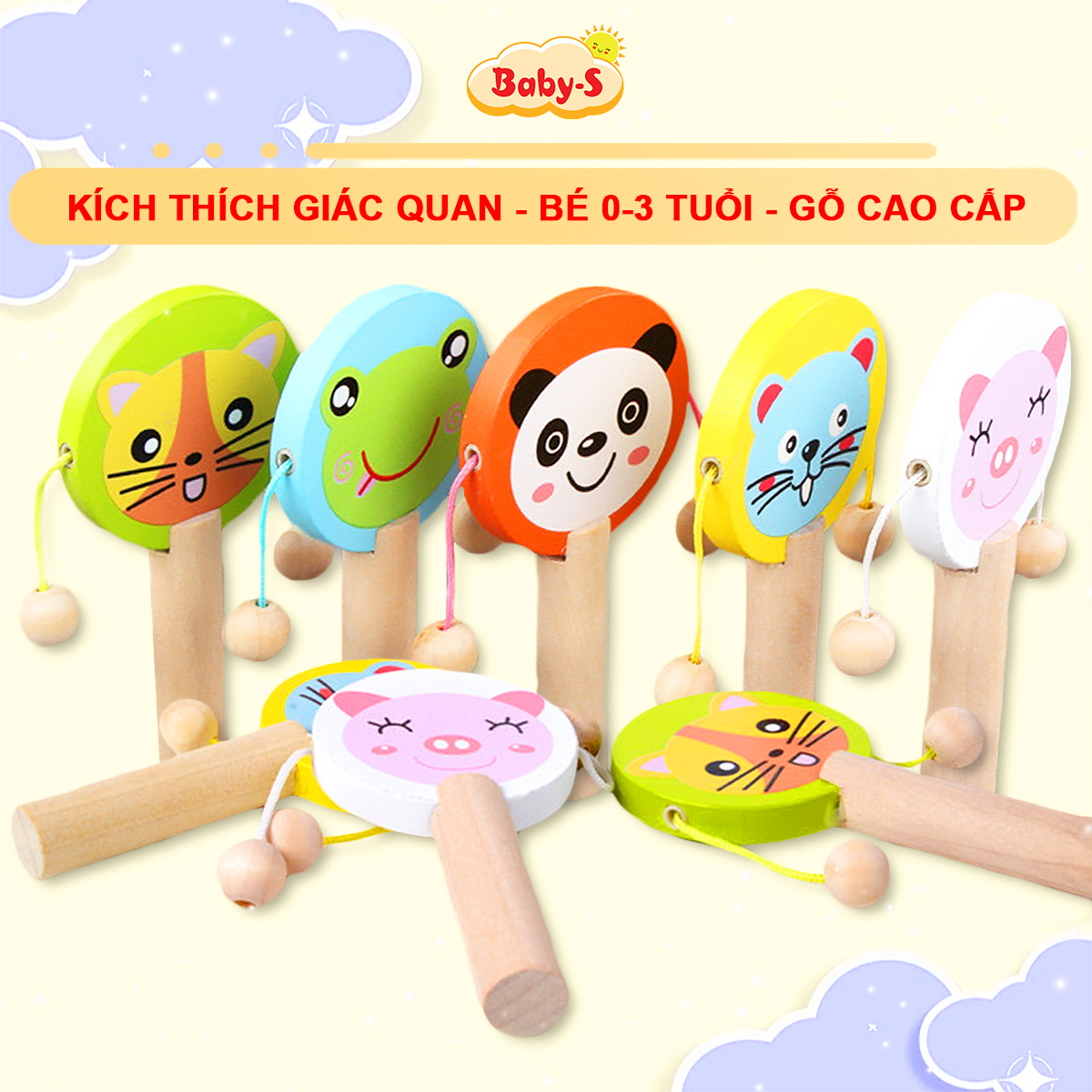 Lục lạc cho bé hình thú ngộ nghĩnh Baby-S, Đồ chơi cho bé đủ màu sắc giúp bé làm quen với âm thanh và hỗ trợ sự phát triển của bé - SDC033
