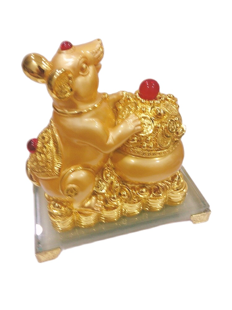 [HCM]Tượng chuột ôm tam bảo vàng