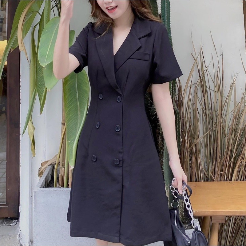 ĐẦM VEST ĐEN KẾT NÚT ( có bigsize )