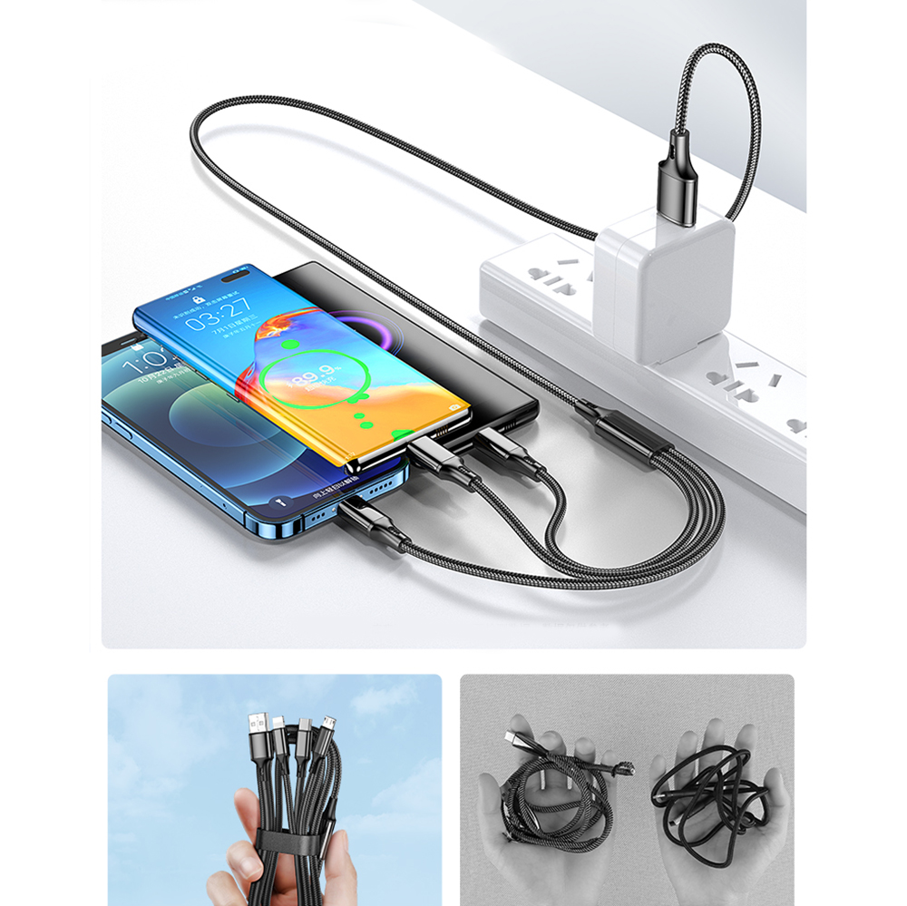 Cáp sạc 3 đầu dây dù Lightning Type C Micro Usb Iphone - Cáp sạc iphone bọc dù