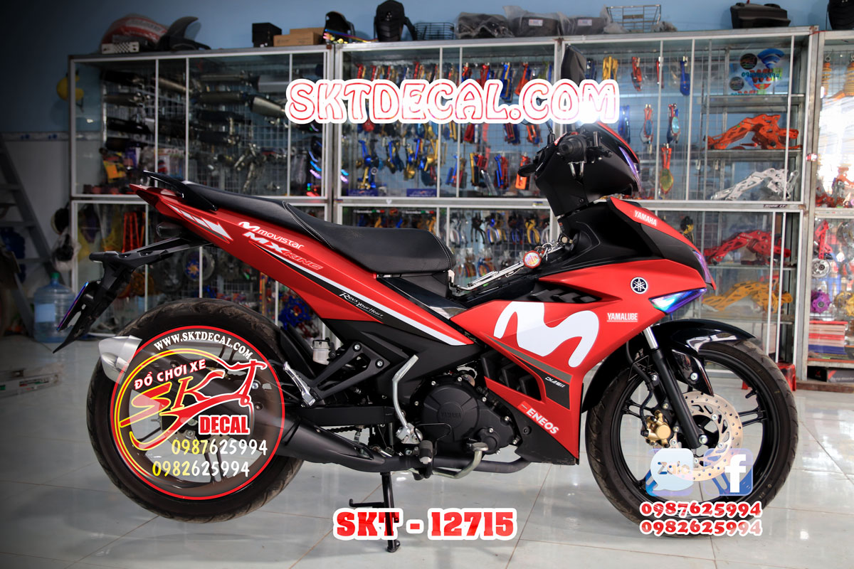 tem rời Exciter 150 trắng đỏ Movistar