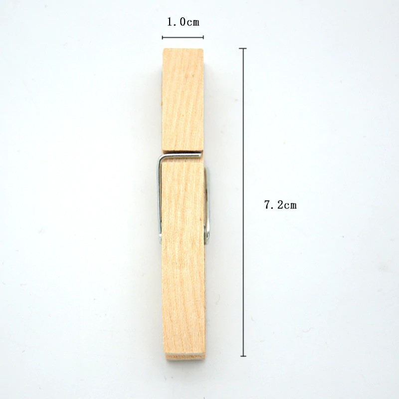Kẹp gỗ trơn cỡ lớn (size 7,2cm x 1,0cm) - Set 20 chiếc