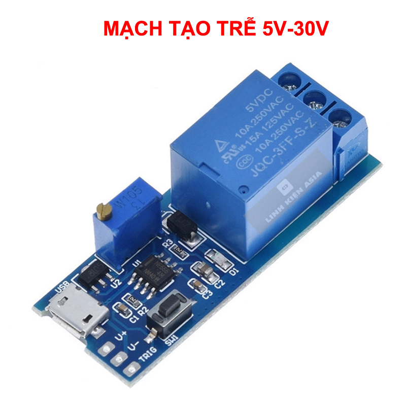 Mạch relay tạo trễ 0 ~ 24 giây, mô-đun rơ le kích hoạt trễ điện áp 5v - 30v