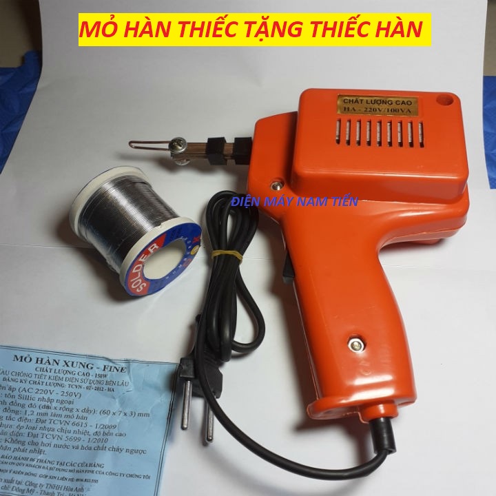 Mỏ Hàn Xung máy hàn xung hàn thiếc hàn chì nóng chảy cực nhanh Lõi Đồng 220VCC ( TẶNG THIẾC HÀN 100G )