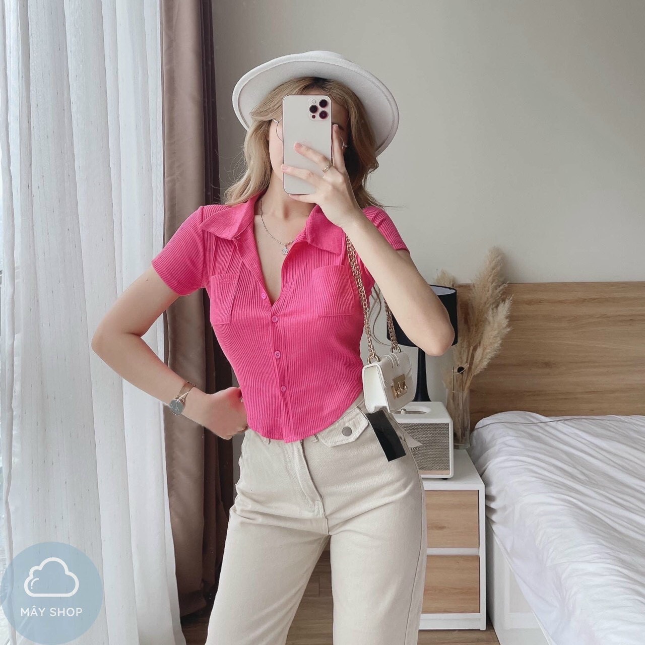 Áo kiểu nữ thun gân siêu xinh ls547