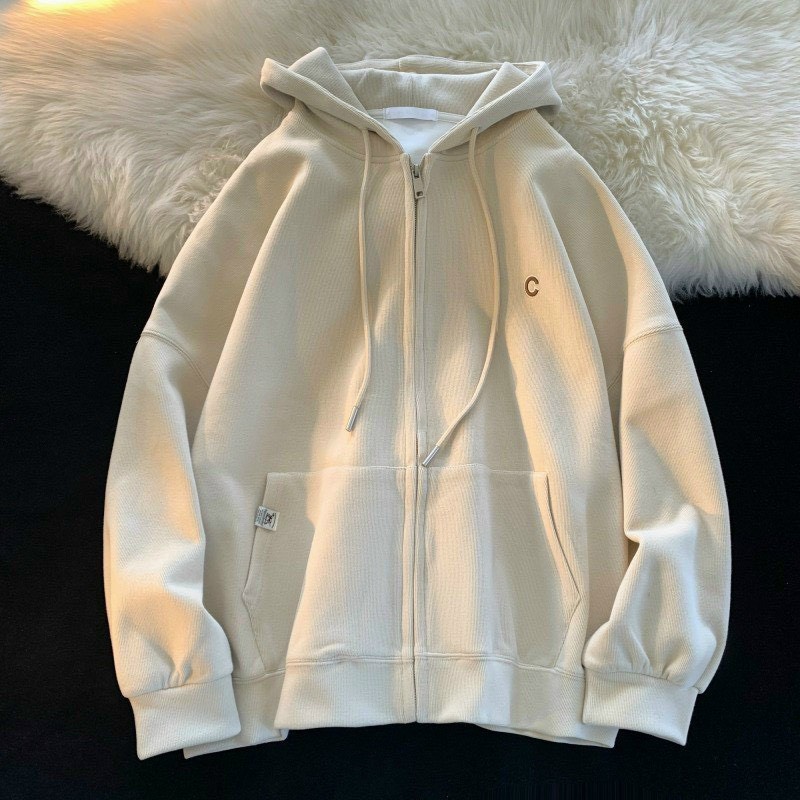 Áo khoác hoodie zip dây kéo chữ C vải nỉ lót bông form rộng unisex nam nữ Ulzzang chất dày dặn giá tốt - TP88