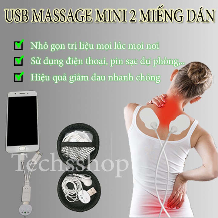Máy massage xung điện 2 miếng dán tiện lợi - Máy mát xa châm cứu - Máy matxa xung điện - Máy massage châm cứu - Máy massage trị liệu
