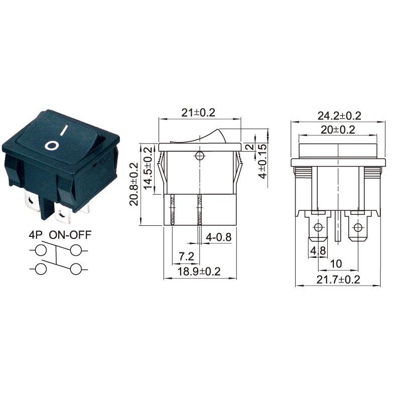 Công Tắc Nguồn Amply KCD4 16A 250V