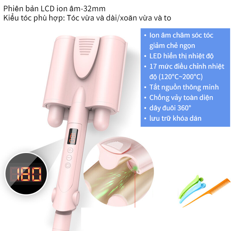 POCKETOP Máy uốn tóc lượn sóng 3 trục
