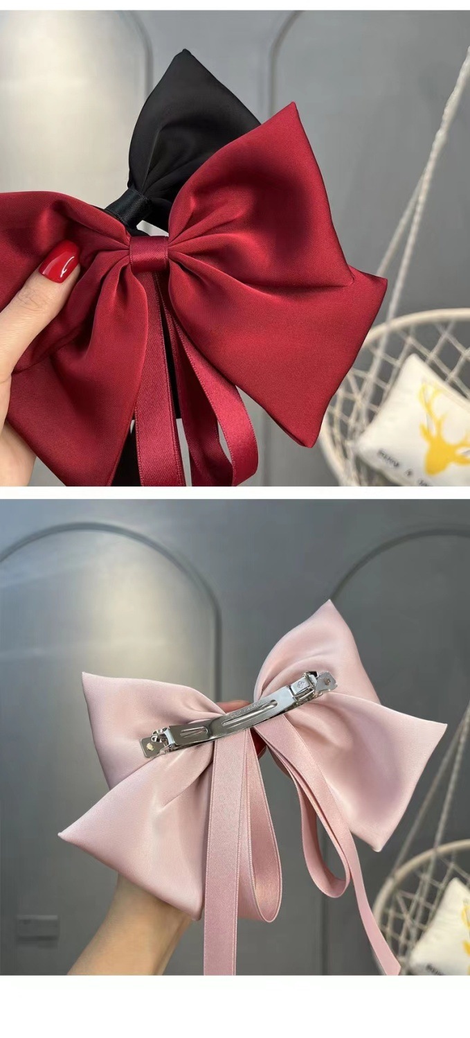 Kẹp tóc Nơ đỏ 2 lớp to lụa mềm mại siêu đáng yêu