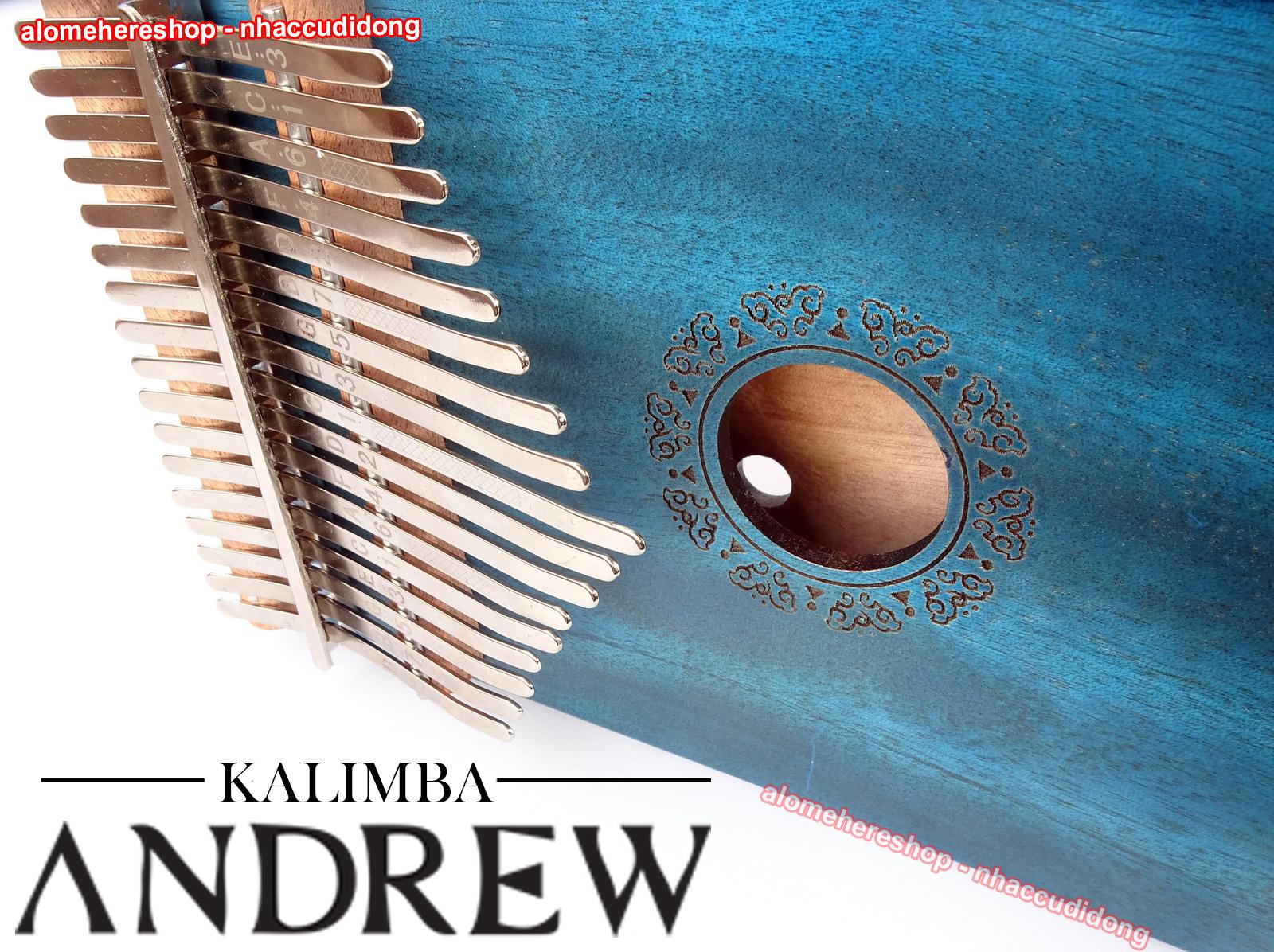 Đàn Kalimba Andrew 17 Phím Gỗ Sindora (Gụ - Xanh Dương)