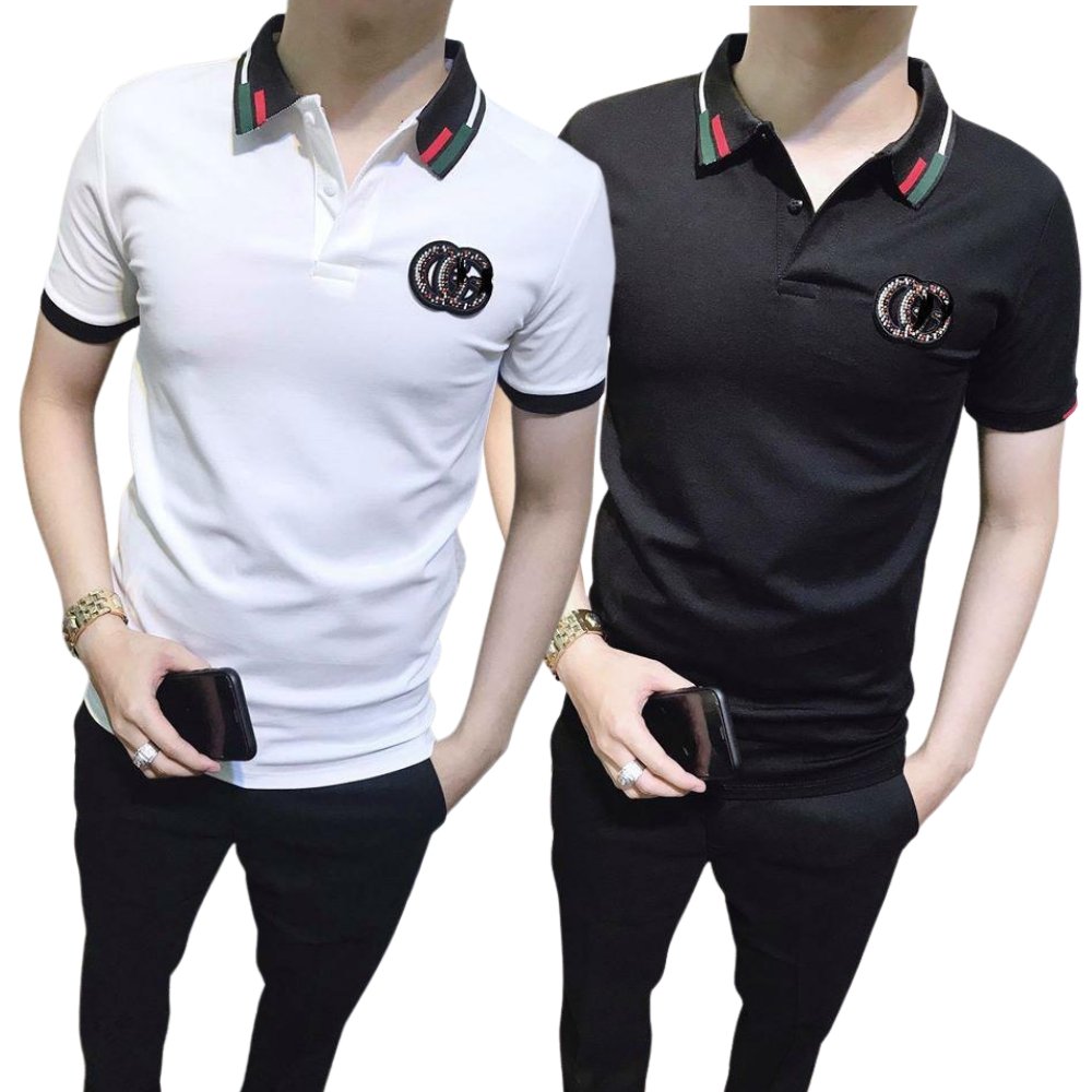 [HCM]Áo Thun Nam Cổ Bẻ Phối Logo GG21566