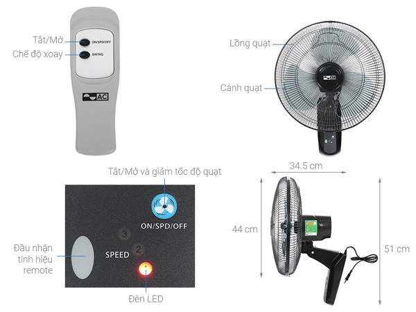 Quạt treo tường AC AWF01A163