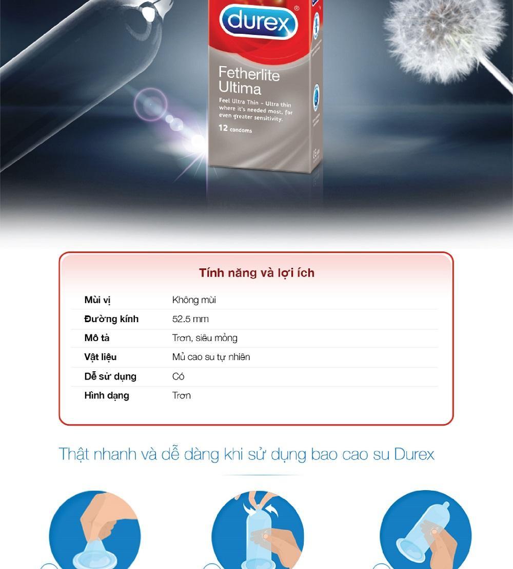 [HCM]Bao cao su Durex Fetherlite Ultima sieu mong 3pcs