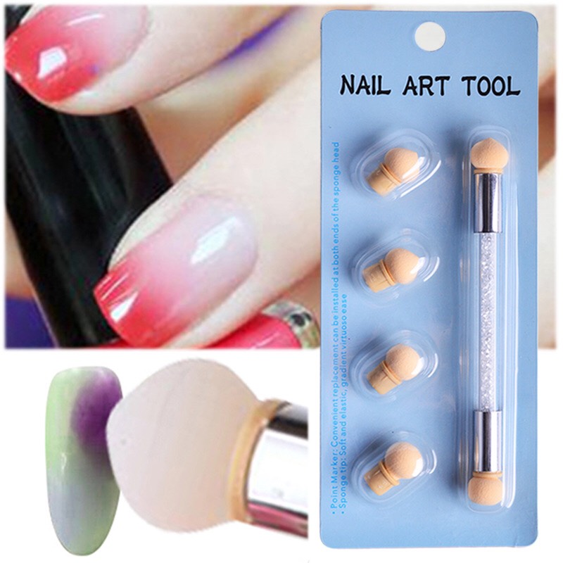 Cọ Mút Dặm Ombre 2 Đầu Tặng Kèm Mút - Mini Nails