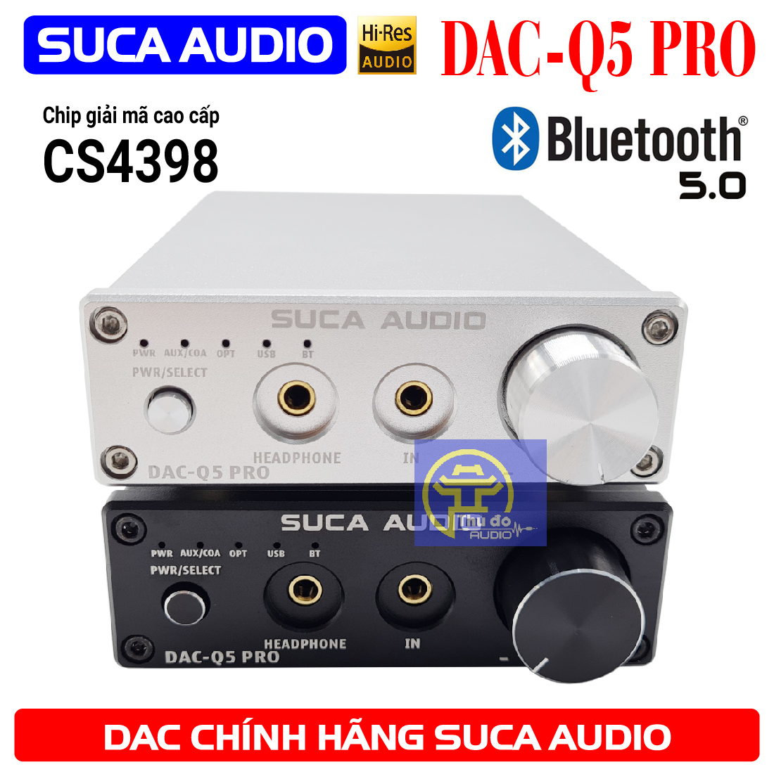 Bộ giải Mã âm Thanh DAC SUCA Q5 Pro V2 Bluetooth 5.0 aptX - DAC Q5 PRO ( Tặng dây quang Ugreen cao cấp)